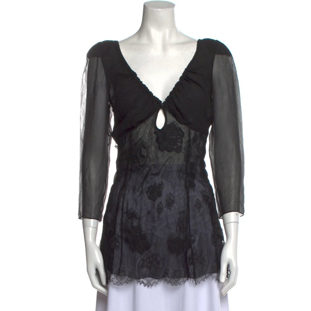 CHLOÉ V-Neck Three-Quarter Sleeve Tunic